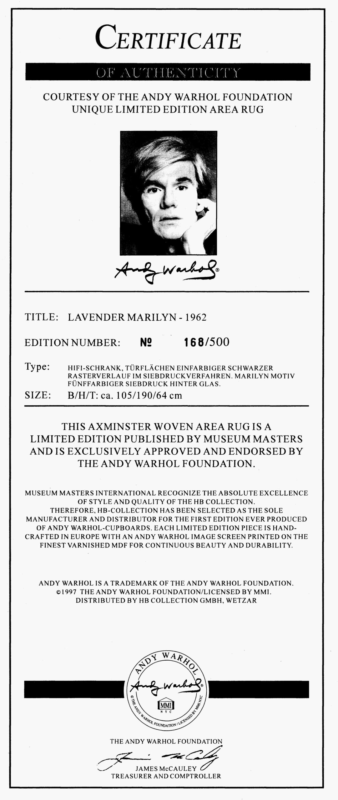 Exklusiver Medienschrank, Art Design by hb-Collection „Andy Warhol“